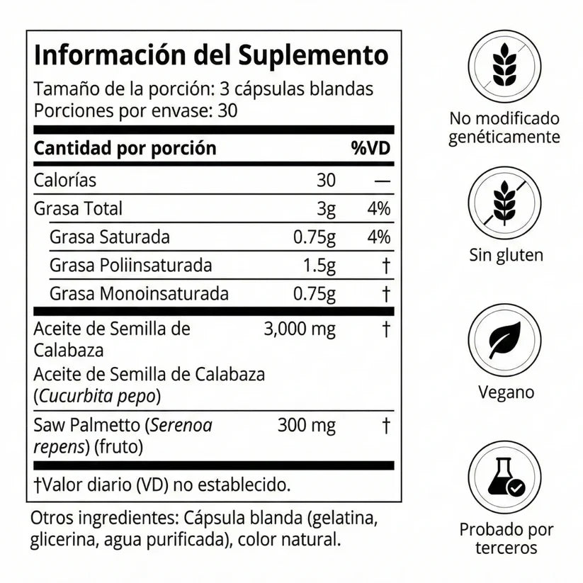 Aceite de semilla de calabaza, Prensado en frío,90 cápsulas blandas Micro Ingredients 100% Original