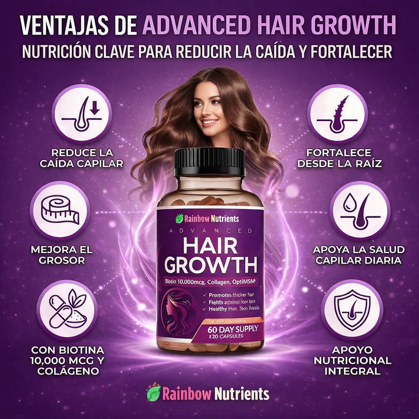 HAIR GROWTH +120 CAPS | CABELLO MÁS FUERTE, ABUNDANTE Y SALUDABLE DESDE LA RAÍZ